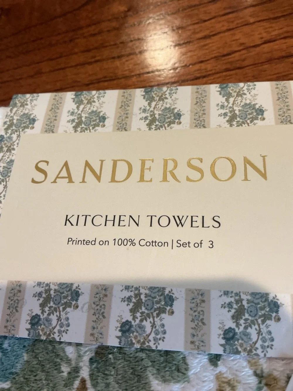 Sanderson Blue Floral Kitchen Towels - Set of 3